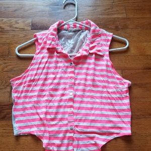 Hot Pink and White crop top.